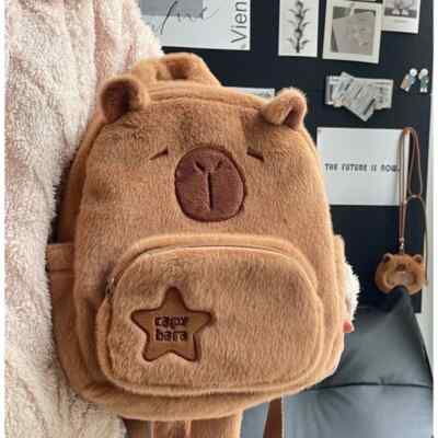 Kawaii Capybara Plüsch Rucksack - süße Schultertasche mit großer Kapazität für Frauen & Te