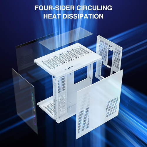 ATX Gaming PC Case, 270° Full View Tempered Glass, 360MM RAD Support, Mid Tower - Picture 7 of 8
