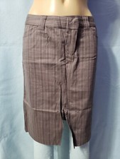 NEW Xhilaration Grey and White Striped Skirt w/ Slit Size 11 See Measurements