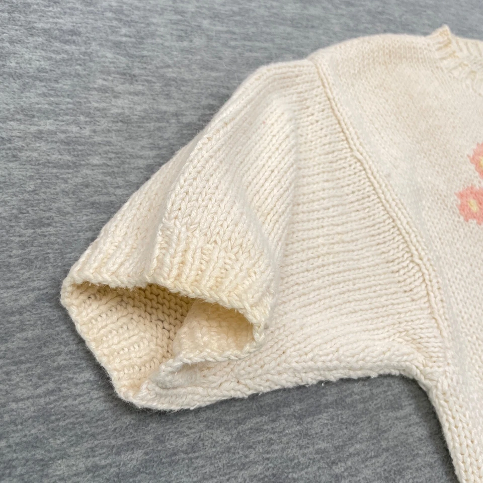 VTG 80s Susan Bristol Hand Knit Sweater Women 36 (Small) Flower Butterfly Easter - Image 4 of 4