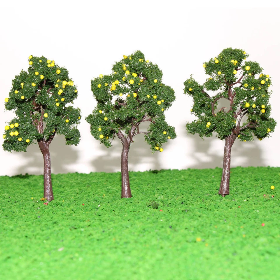 10pcs O Scale Pagoda Model Trees with Yellow Fruits 1:50 Railroad Landscape 11CM - Image 4 of 4