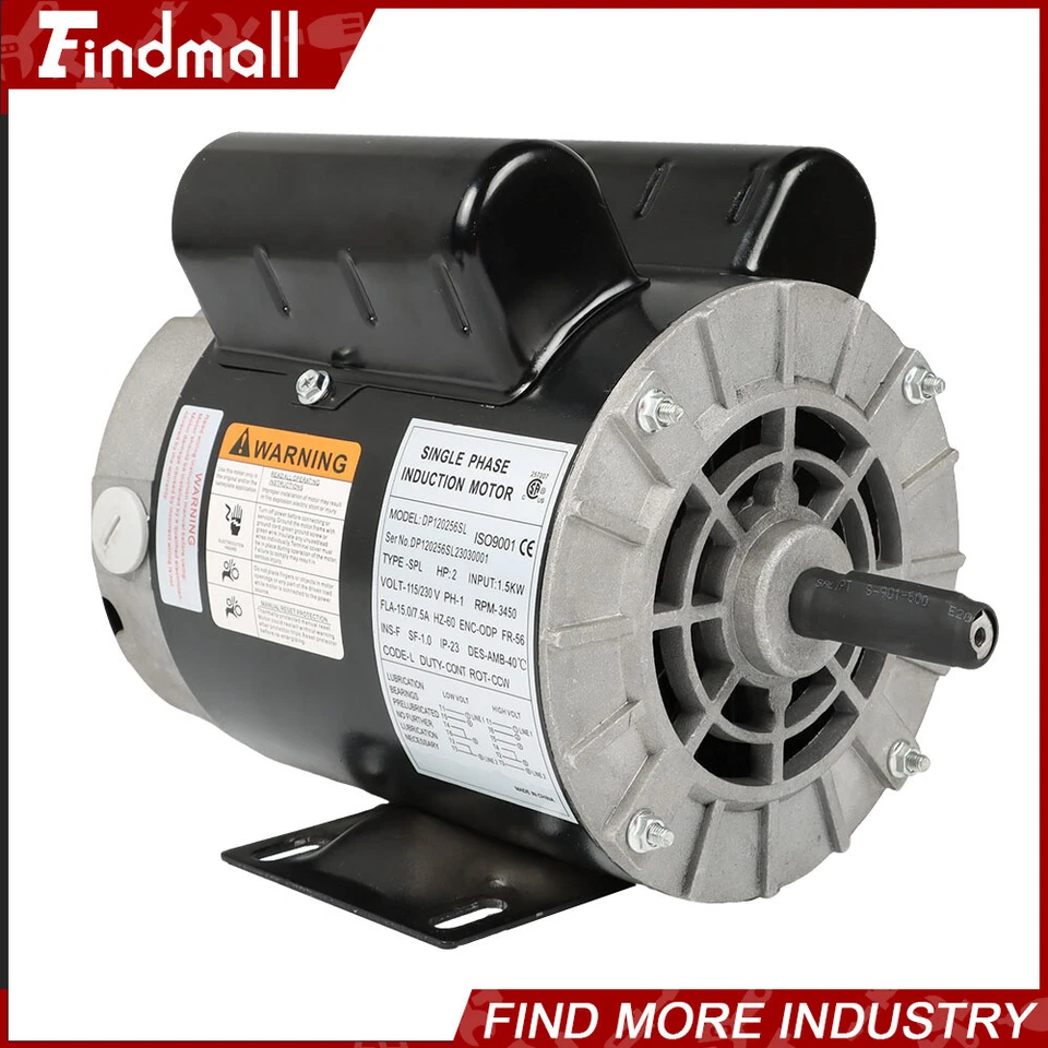 2HP SPL Compressor Duty Electric Motor 3450 RPM 56 Frame 5/8" Shaft 120/240V - Image 2 of 4