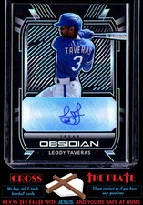2021 Panini Obsidian Electric Etch Carolina Blue Auto Leody Taveras Rangers
