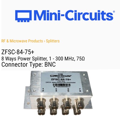 Com Mini-Circuits ZFSC-84-75+ 8 Ways Power Splitter, 1 - 300 MHz, 75 