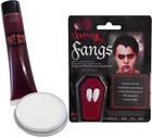 VAMPIRE FANGS PUTTY FAKE BLOOD WHITE FACE PAINT HALLOWEEN FANCY DRESS DRACULA