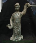 15.2" Old Chinese Bronze ware Silver Dynasty Palace Woman Beauty Belle Statue