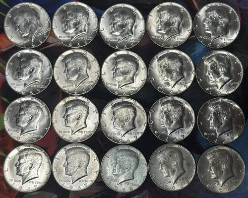 Roll Of 20 BU Kennedy Half Dollars (1966-69) 40% Silver