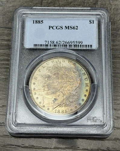 1885 MS62 Morgan Silver Dollar PCGS Obverse Toned
