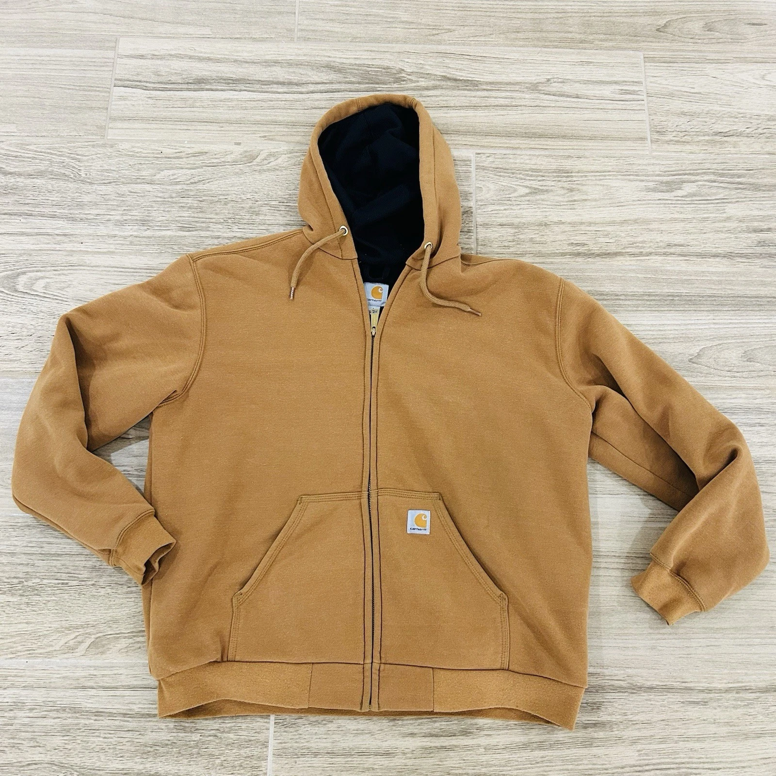 Vintage Carhartt Men’s Large Full Zip Hoodie Brown Thermal Lined 100632 211