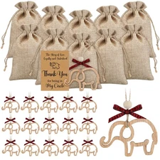 24 Sets Friendship Elephant Ornaments Wooden Christmas Friendship Ornament wi...