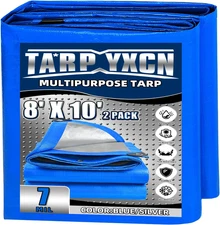 Tarp 8X10 Feet, 7 Mil Thick Waterproof Poly Tarps Cover UV Resistant, Rip & Tear
