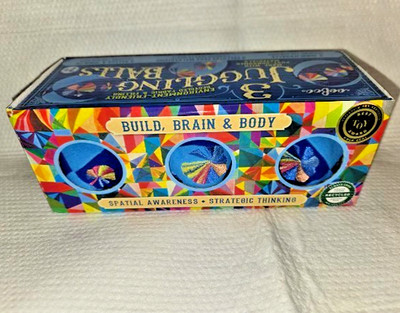 eeBoo 3 Juggling Balls Set - Blue Embroidered - Brain & Body Training + Poster