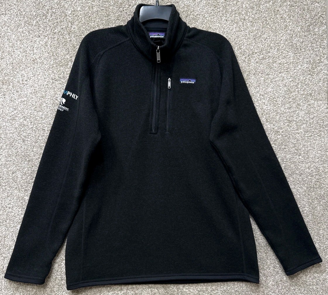 Patagonia Mens Size Medium Black Better Sweater 1/4 Zip Fleece Jacket 25522