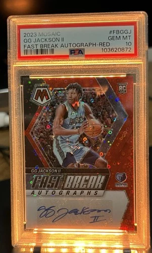 2023-24 Panini Mosaic Basketball GG Jackson II Fast Break Red RC Auto /49 PSA 10