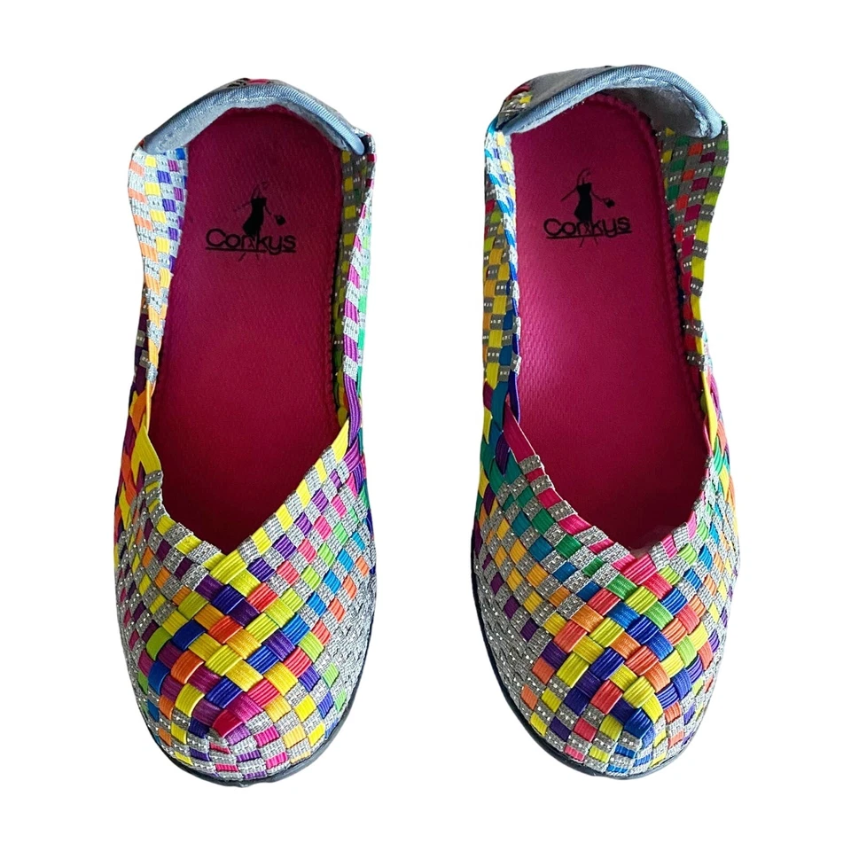 CORKYS Sidewalk Flat Ballerina Woven Multicolor Round Toe Shoe Lightweight 7 EUC - Image 4 of 4