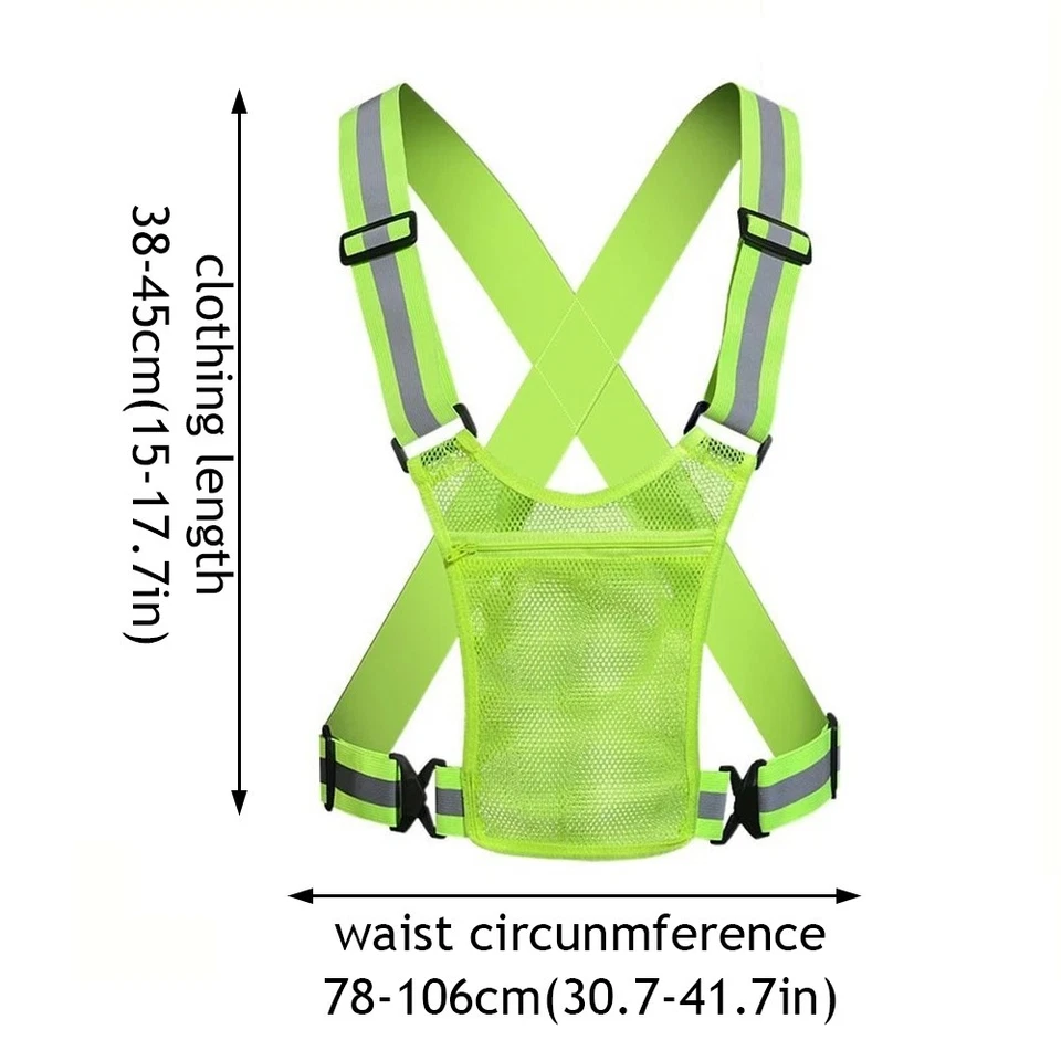 Vest Safety Visibility Running Waistcoat Reflective Belt Cycling StrapAdjustable - Image 3 of 4