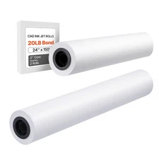 Uimoso Wide Format Plotter Paper Rolls 24 in x 150ft, Pack of 2 for CAD Printing