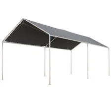 Large 9.6x19.5ft Outdoor Car Shelter with Galvanized Steel Poles and Guy Ropes