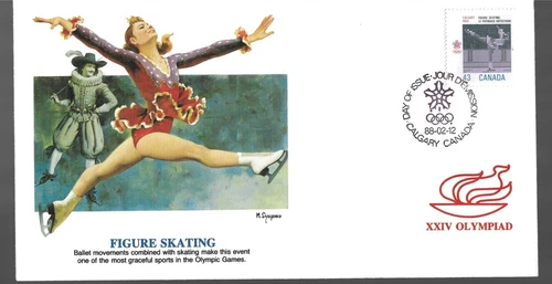 1988 Calgary Canada Olympics FDC; oversized; Figure Skating