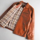 Schott 3111006 Brown Cowhide Leather Trucker Jacket Plaid Lining L From JAPAN