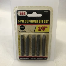 iit 5 Piece Power Bit Set 2" (50MM) 1/4" Tool Steel 65000 NOS Chrome Vanadium