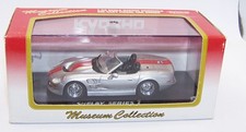 1:43 KYOSHO MUSEUM SHELBY SERIES 1 SILVER WITH RED STRIPES & CASE 03131SR NIB