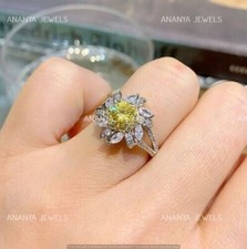 2ct Round Cut Yellow Citrine Women's Wedding Engagement Ring 925 Sterling Silver