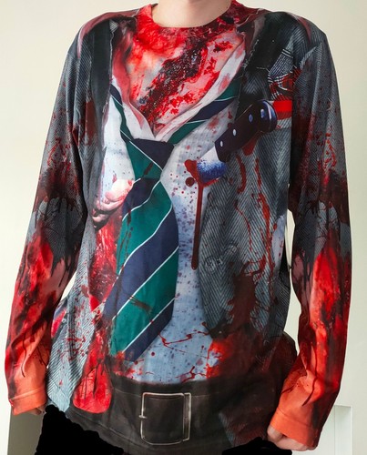 Zombie 3D Long Sleeved T Shirt Adult Halloween Fancy Dress Top M L XL NEW - Picture 8 of 16