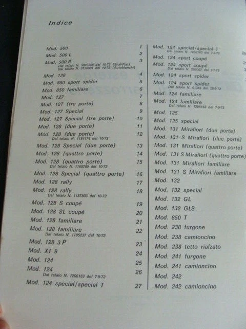 Catalogo Fiat parti esterne di carrozzeria 1978 500 850 X1/9 124 spider - Immagine 4 di 4