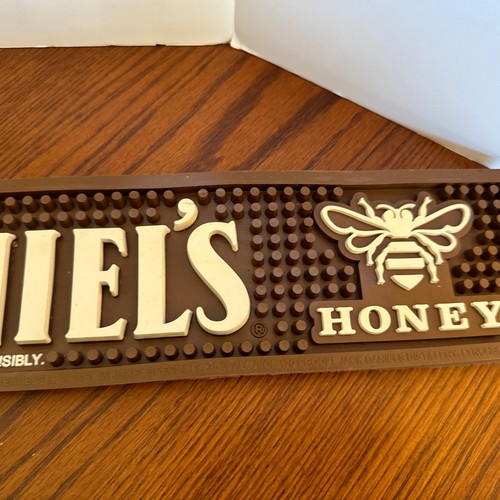 Jack Daniels Whiskey Tennessee Honey Rubber Bar Rail Spill Mat Rare Color Vtg - Picture 7 of 16