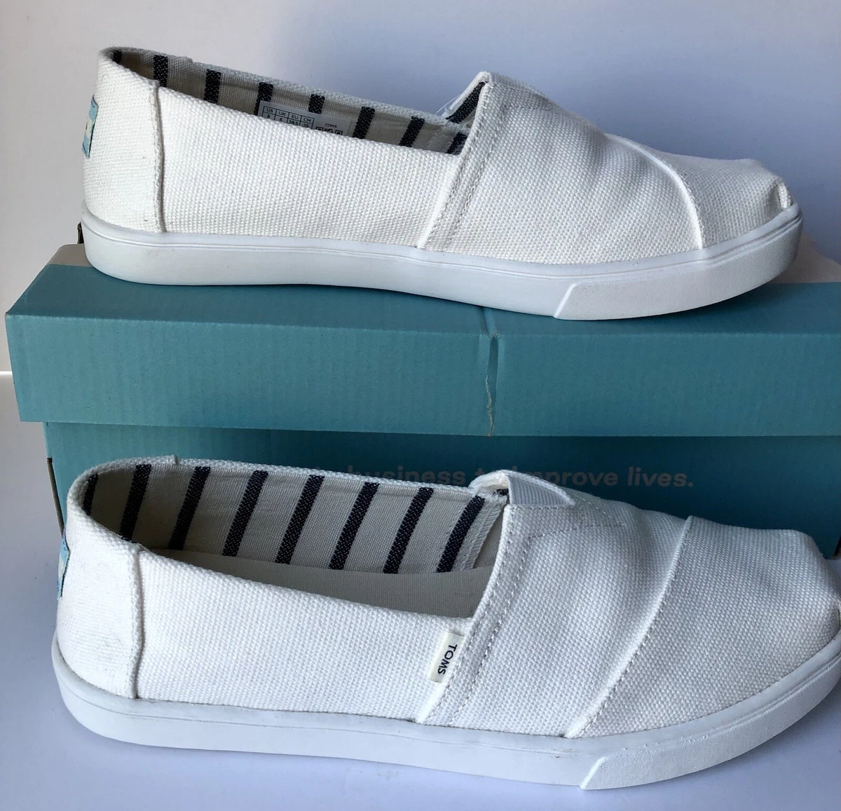 TOMS Alpargata Cupsole White Canvas 8 B M