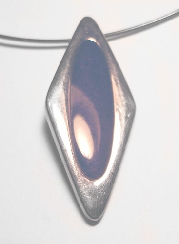 VINTAGE Artisan ENAMEL Silver Plated MODERNIST Purple PENDANT/Collar NECKLACE - Picture 3 of 3