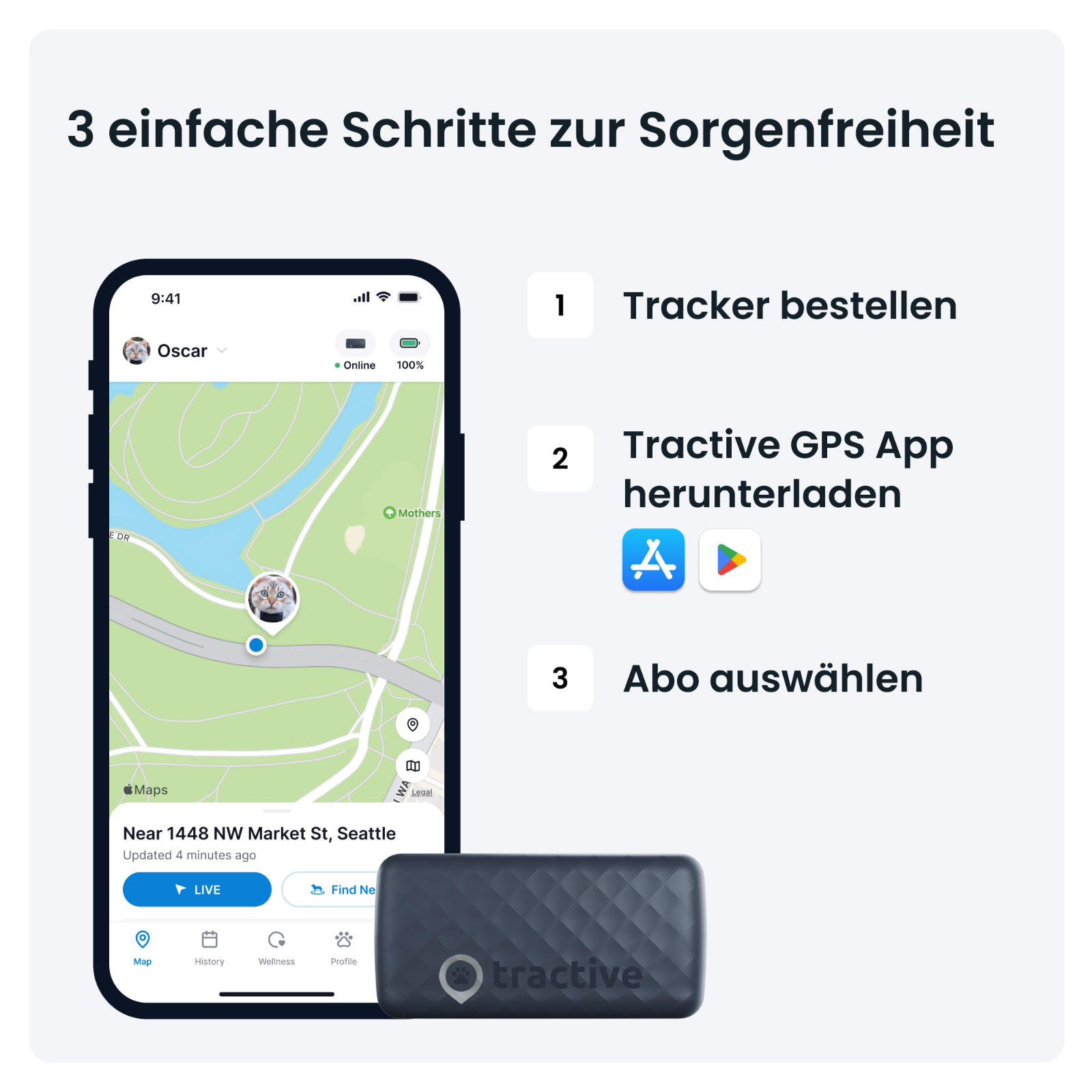 Tractive GPS CAT MiniGPS Tracker Katze mit GesundheitswarnungenGebraucht Blau eBay
