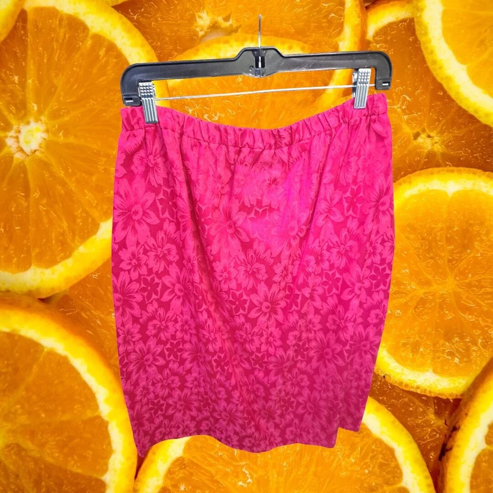 Traje Falda Floral Rosa Melissa Vintage Hecho en EE. UU. Talla 16 Foto 4 de 4