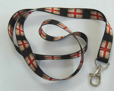 Mini England / St. George Flagge Umhängeband Schlüsselband für ID / Schlüssel 15mm. Kostenloser UK-Versand