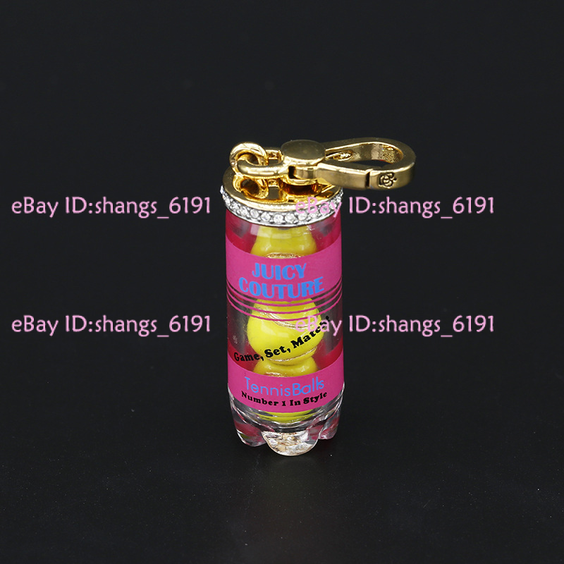 Juicy Couture letter printed yellow tennis bucket charm necklace pendant