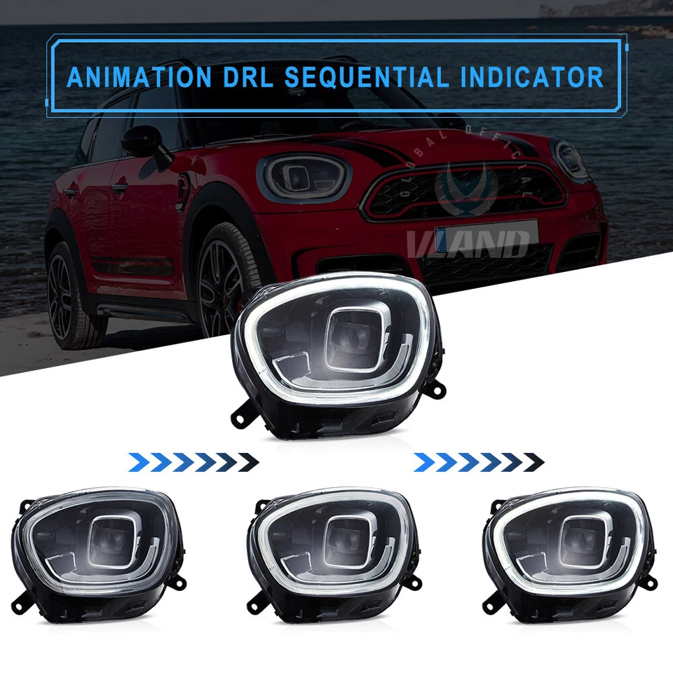 VLAND LED Headlights + SMOKED Tail Lights For 2017-20 Mini Cooper Countryman F60 - Image 4 of 4