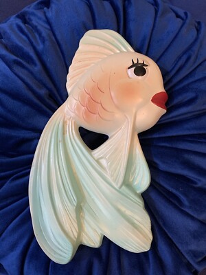 Vintage Anthropomorphic Fish  Chalkware Plaque Decor 1964 Miller Studio