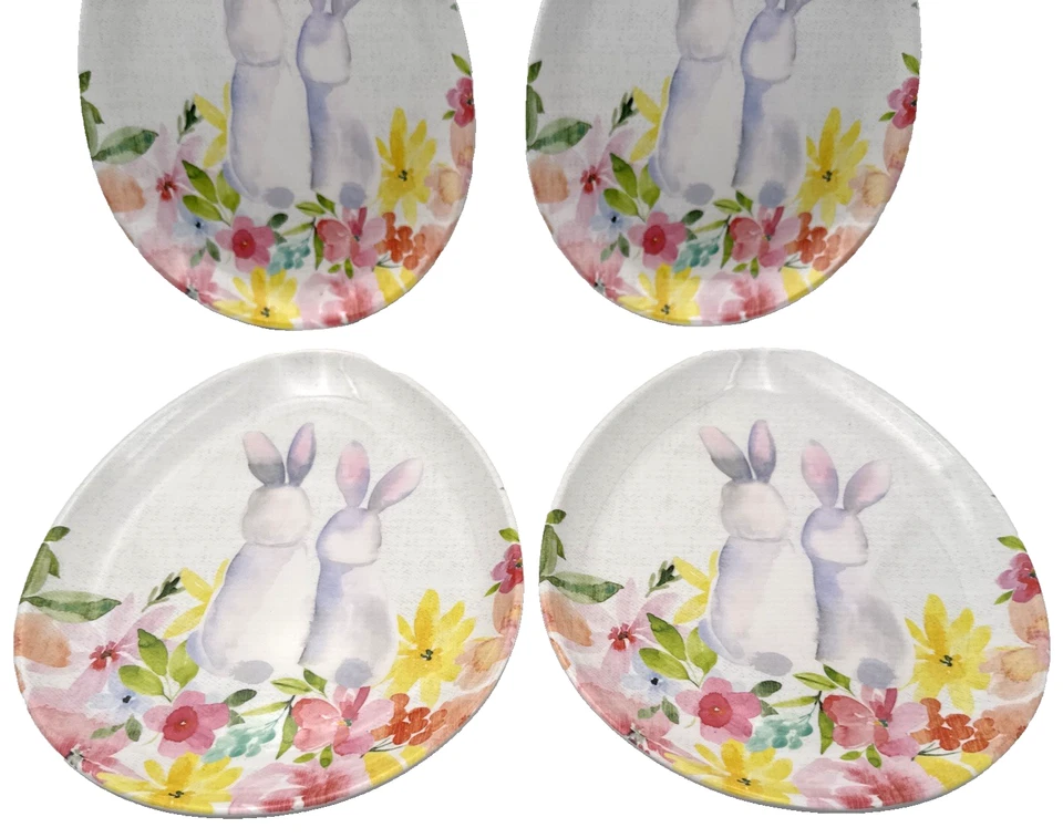 Pratos em forma de ovo de melamina para coelho da Páscoa por Nicole Miller - CONJUNTO DE 4 - Usado - Imagem 3 de 4