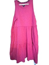 Gap Dress Womens XL Sleeveless Tank Dress Tiered Cotton Blend Pockets Pink