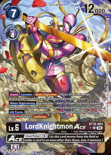 BT18-083 LordKnightmon ACE : Super Rare Alt Art Digimon Card : BT18-19: Special