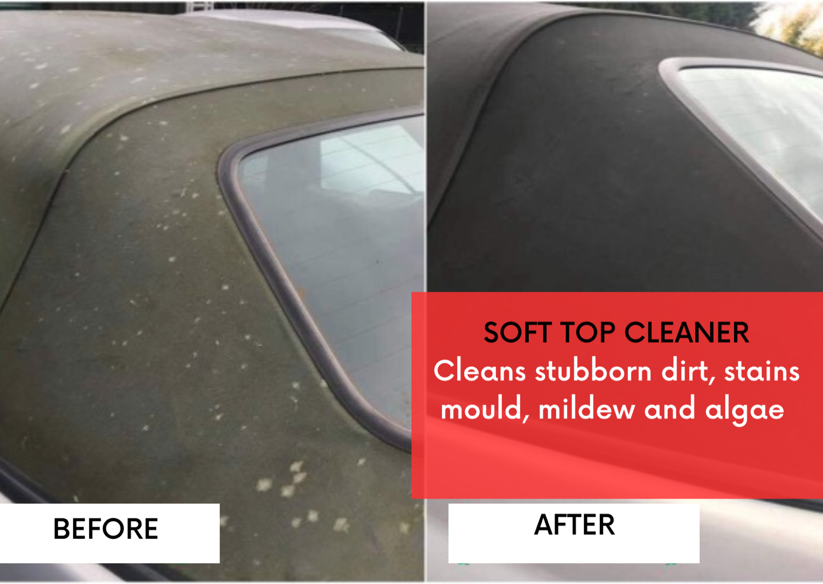 Convertible Car Hood Soft Top Fabric Roof Cleaner Removes Mould Mildew