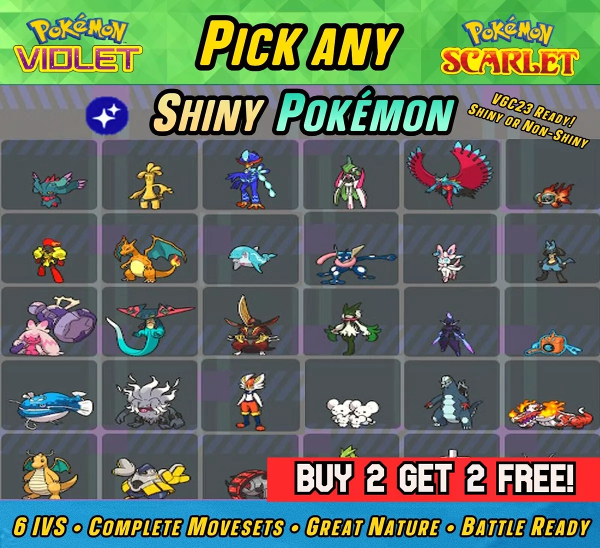 Pokemon Scarlet and Violet Custom Shiny Pokemon in Your OT! Buy 2 Get 2  Free!