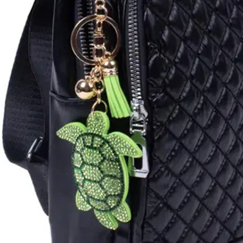 Cristal Tortuga Borla Llavero Bolso Dije Verde Negro Foto 3 de 3