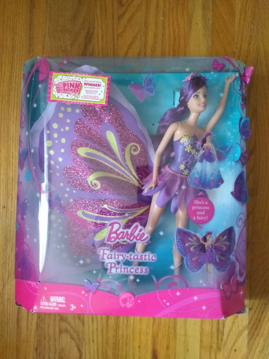 NEW BARBIE Fairy-tastic Princess Doll PURPLE Butterfly Wings