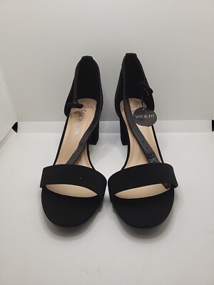 City Classified Women Wide Fit Open Toe Ankle Strap Chunky Heels