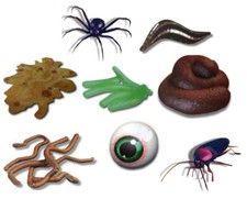 Shockerz Scherzartikel 8er Set Spinne Blutegel Kotze Maden Kacke Würmer Auge