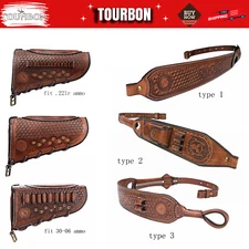 TOURBON Leather Gun Sling Strap or Rifle Stock Cover Recoil Pad Multi Option