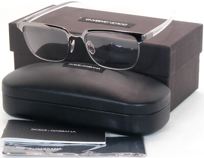 D&G Dolce&Gabbana DG 1302 04 Light Gunmetal /Clear EYEGLASSES 53-17-140mm Italy