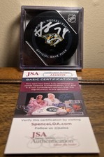 Juuse Saros Autographed Signed Official NHL Game Puck Predators JSA COA